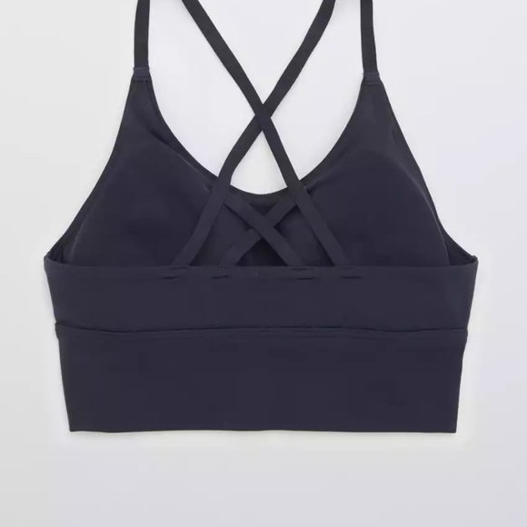 aerie OFFLINE Real Me Strappy Back Sports Bra - Size M, Steel Blue - Picture 7 of 11